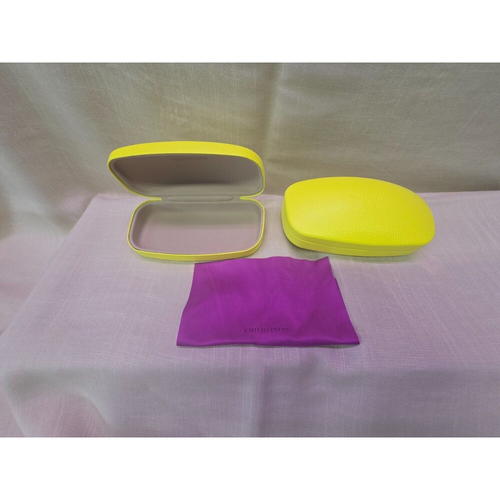 1 case Emilio Pucci Designer Glasses Case – Neon Yellow Pebble Leather
